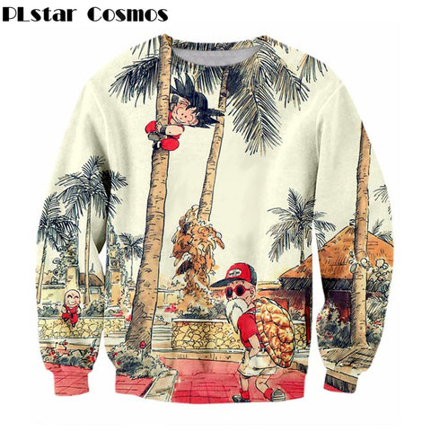 PLstar Cosmos 2019 New Fashion Sweatshirt Anime Dragon Ball Z Kid Goku and Master Roshi 3d Print Men Women Crewneck Pullover