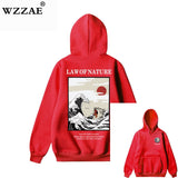 WZZAE Japanese Embroidery Funny Cat Wave Printed Fleece Hoodies 2020 Winter Japan Style Hip Hop Casual Sweatshirts Streetwear