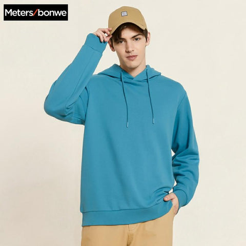 Metersbonwe Autumn And Winter new  Multicolor comfort Sweatshirt men  Plus Velvet Knit Solid color Hooded Hoodies