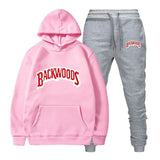 fashion brand Backwoods Men's Set Fleece Hoodie Pant Thick Warm Tracksuit Sportswear Hooded Track Suits Male Sweatsuit Tracksuit