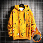 SingleRoad Men's Hoodies Men 2020 Winter Fleece Anime Sweatshirt Male Hip Hop Harajuku Japanese Streetwear Yellow Hoodie Men