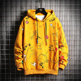 SingleRoad Men's Hoodies Men 2020 Winter Fleece Anime Sweatshirt Male Hip Hop Harajuku Japanese Streetwear Yellow Hoodie Men