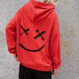 Men Smile Hoodies 2019 Winter Hip Hop Print Oversized Sweatshirts Fashion Patchwork Unisex Couple Streetwear Men Women Hoodies