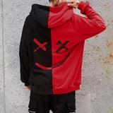 Men Smile Hoodies 2019 Winter Hip Hop Print Oversized Sweatshirts Fashion Patchwork Unisex Couple Streetwear Men Women Hoodies